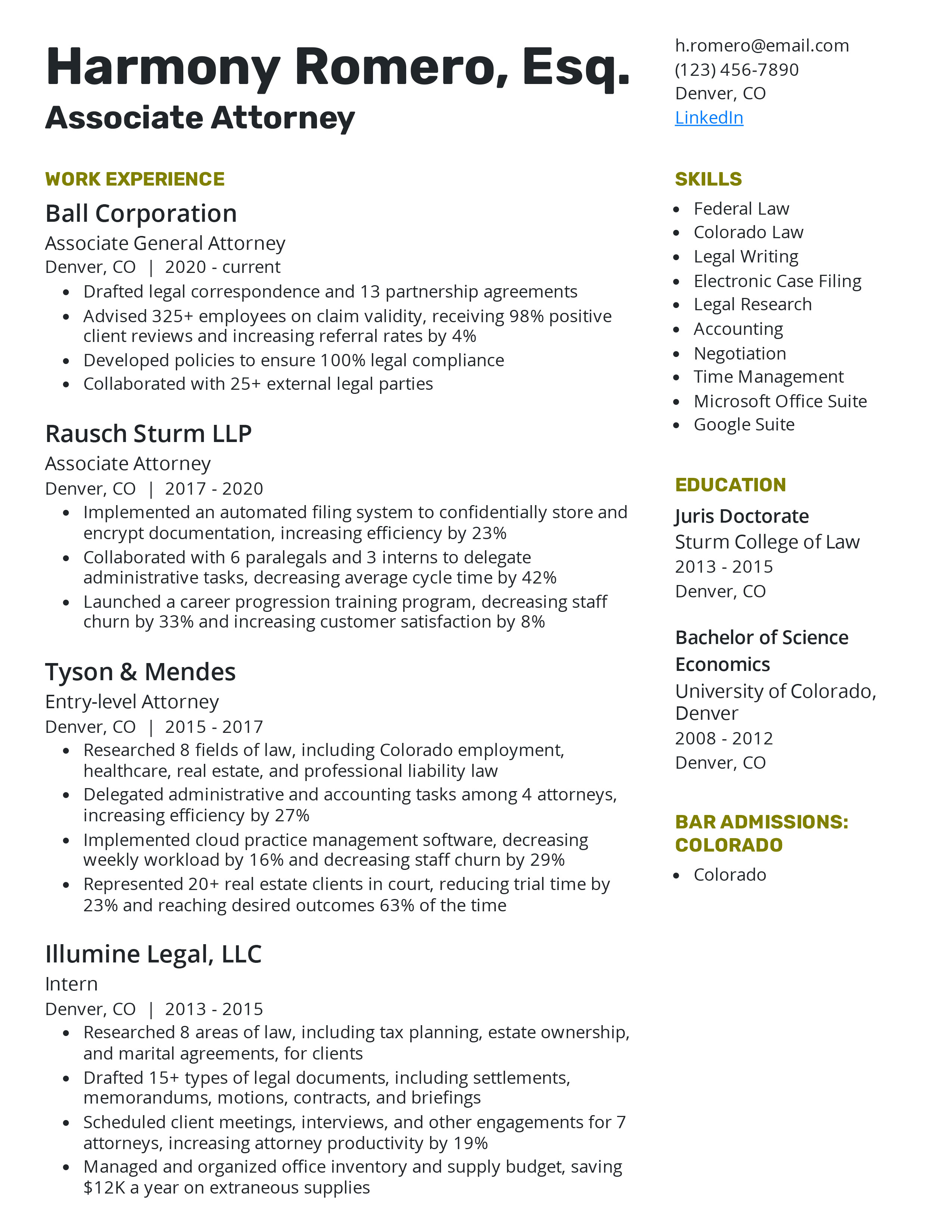 Associate Attorney Resume Download PDF